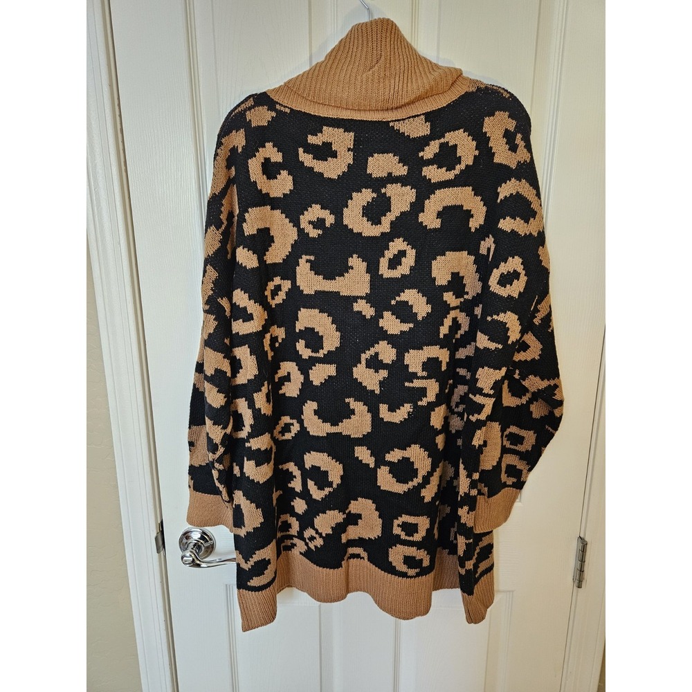 NWT Bloomchic Leopard Jacquard Cowl Neck Soft Pullover Knit Sweater, Plus 24 - Picture 5 of 9